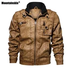 Куртка Mountainskin мужская кожаная, мотоциклетная верхняя одежда из искусственной кожи, на молнии, с карманами, Байкерская верхняя одежда, размеры США, SA893