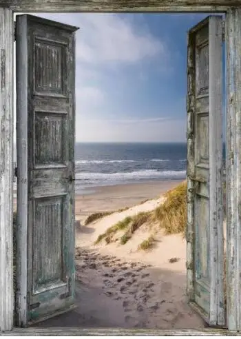 TOUOILP square full Diamond Painting De Zee Door Deuren | Cross Stitch