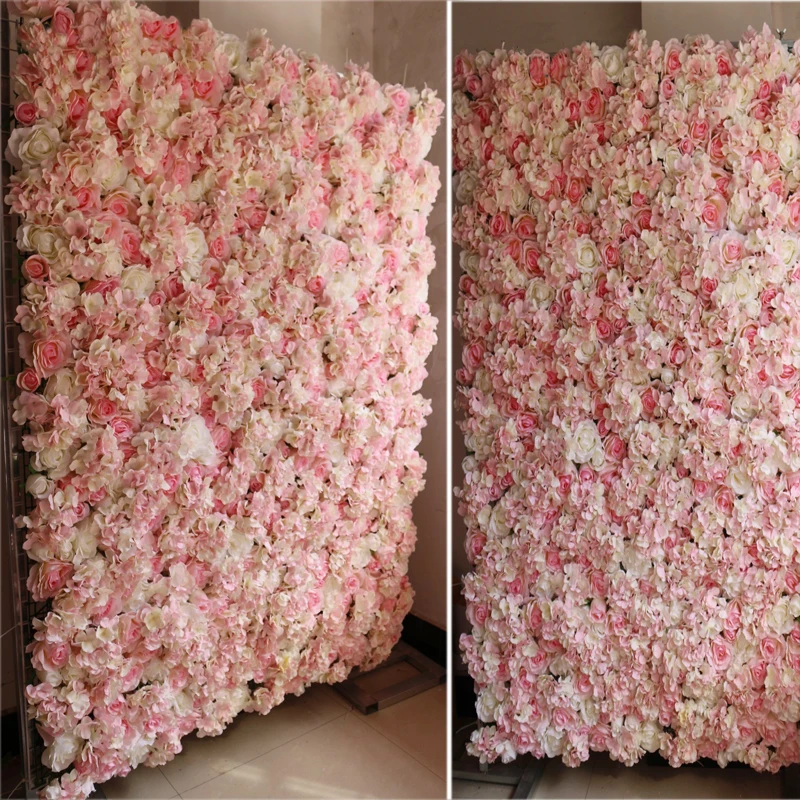 

2.4M X 2.4M Very Dense White With Baby Pink Wedding Flower Wall Flower Backdrop Wedding Decoration