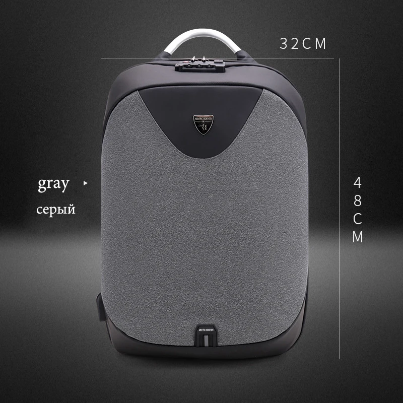 have lock gray Арктический Хантер Анти-кражи Водонепроницаемый USB Для мужчин 15,6 дюймов рюкзак для ноутбука с таможенный замок TSA Тетрадь мужская сумка через плечо - Цвет: have lock gray