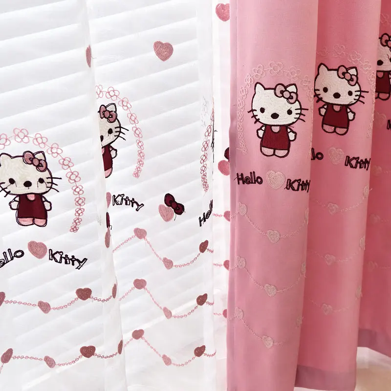Современный Милый Кот вышитый Детский занавес вуаль тюль для украшения гостиной