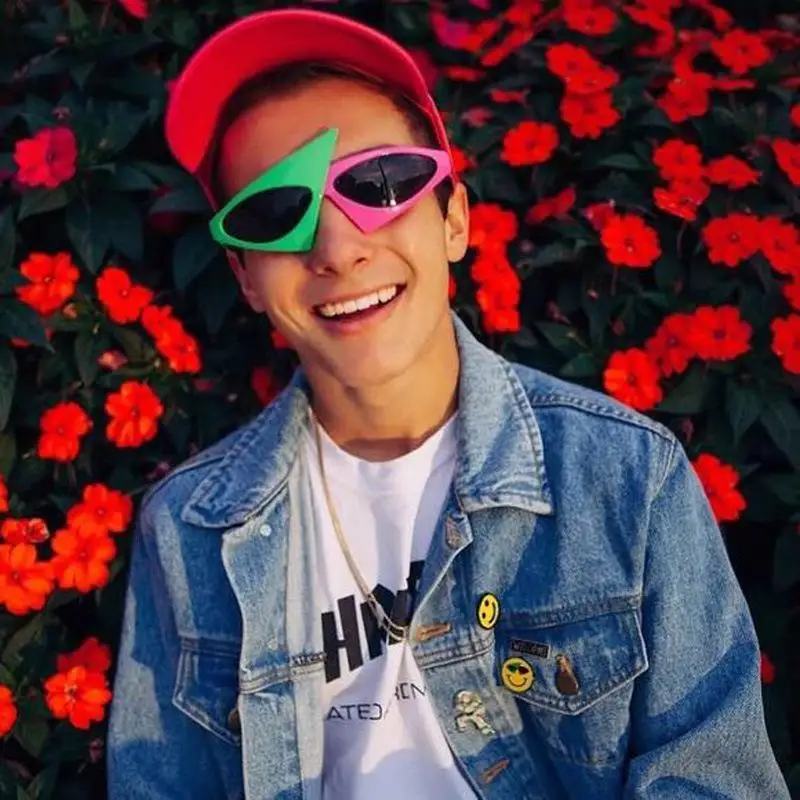 Новинка Зеленый Фиолетовый контраст Цвет смешные очки Roy Парди хип хоп