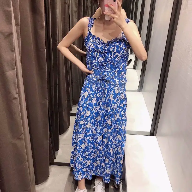 Женские комплекты Camis и Юбки Лето 2019 Новая мода кроп Топы низ угловая Длина