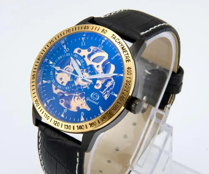 Бренд Gucamel Мужчины Rostone Роскошные механические часы полые стальные моды бизнес