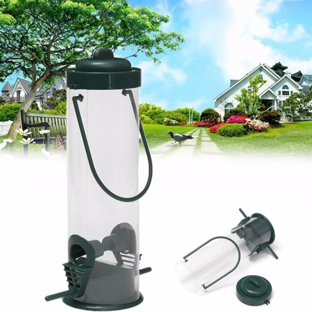 Зеленый подвес кормушки для диких птиц контейнеров садовый открытый кормления