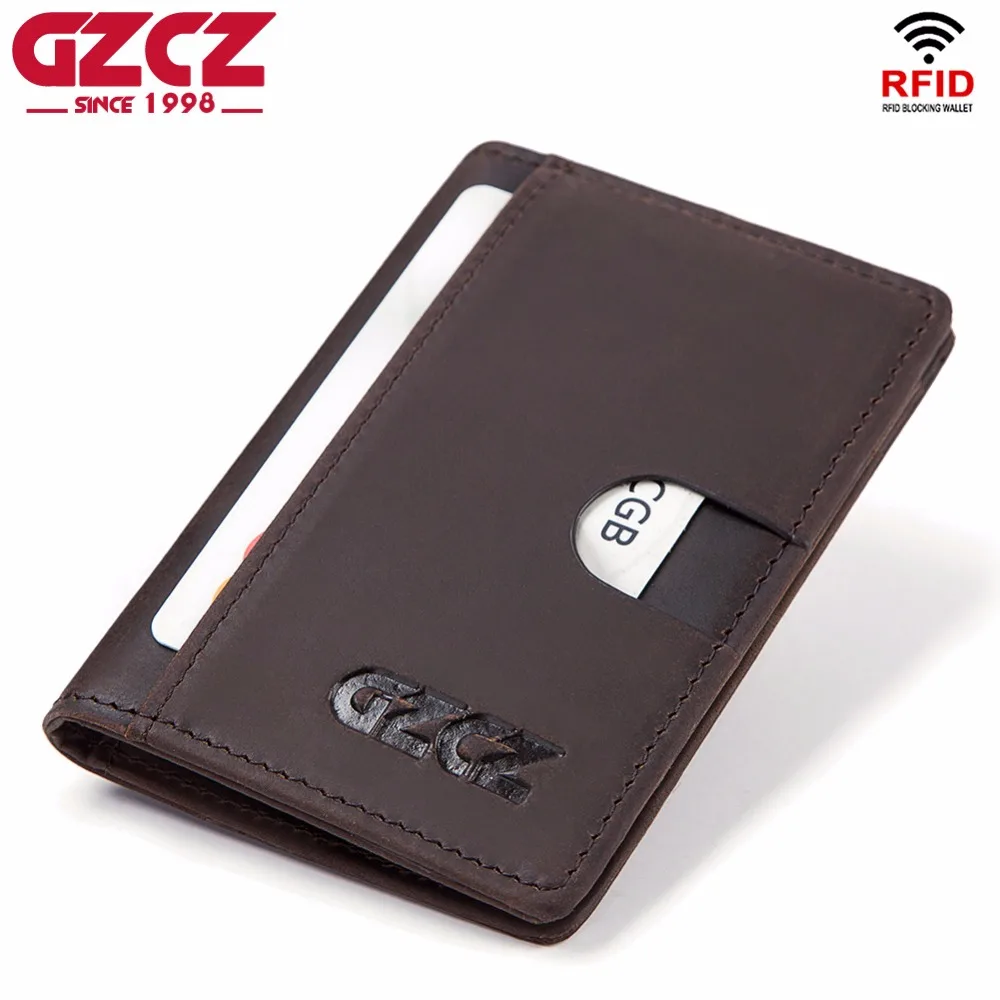Кошелек GZCZ из натуральной кожи тонкий кошелек для ID/кредитной карты двойной