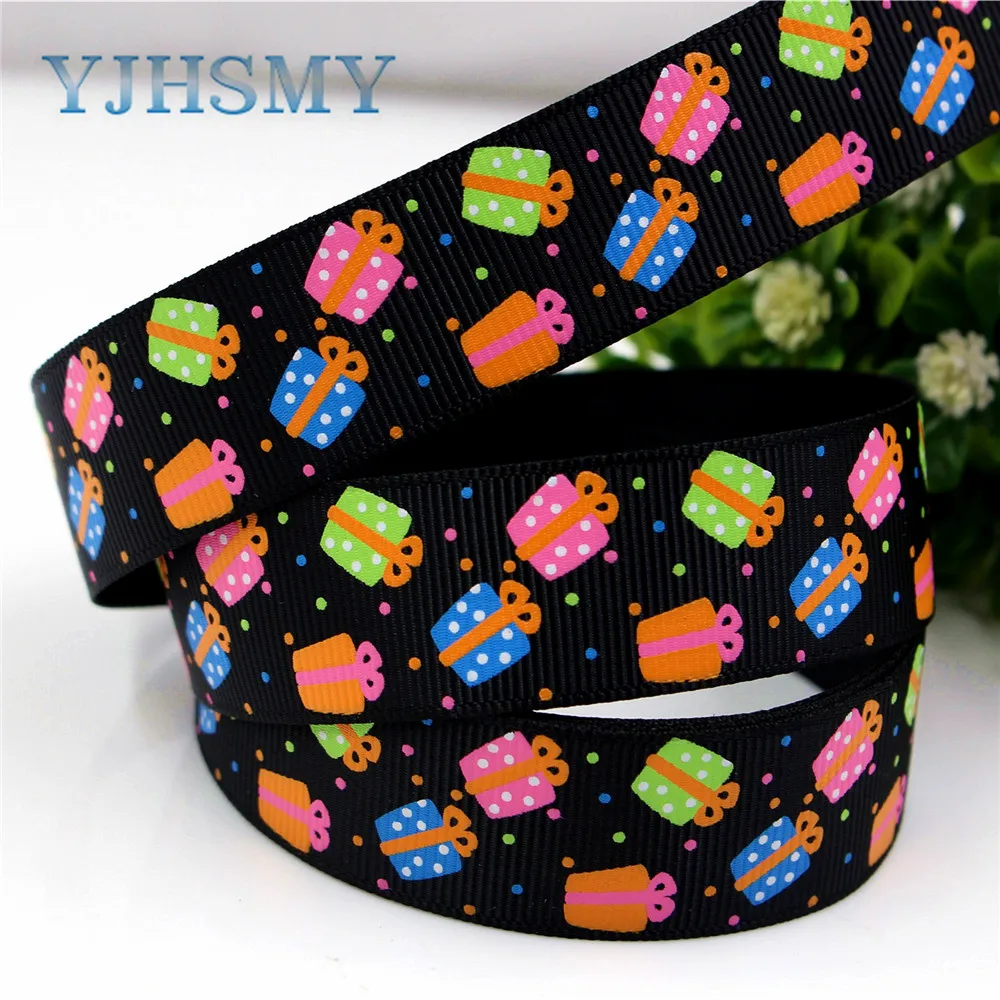 YJHSMY H-17506-75 22 мм 10 ярдов Подарочные ленты термопечать grosgrain Свадебные аксессуары DIY