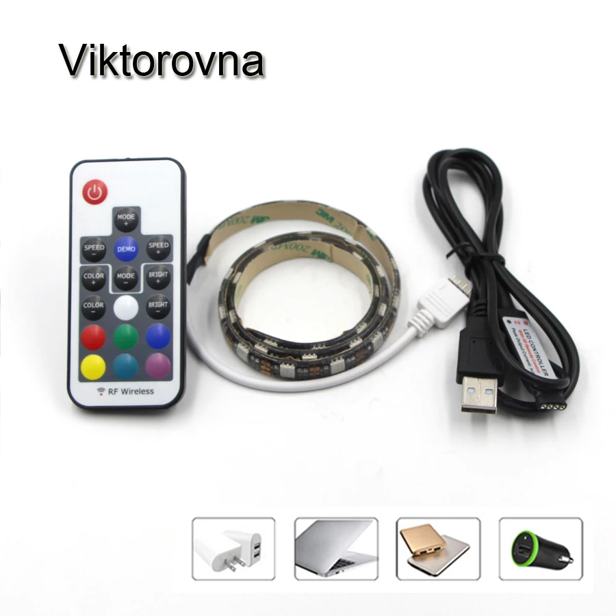 USB RGB Светодиодные ленты 5050 клея Клейкие multi изменение цвета Освещение РФ