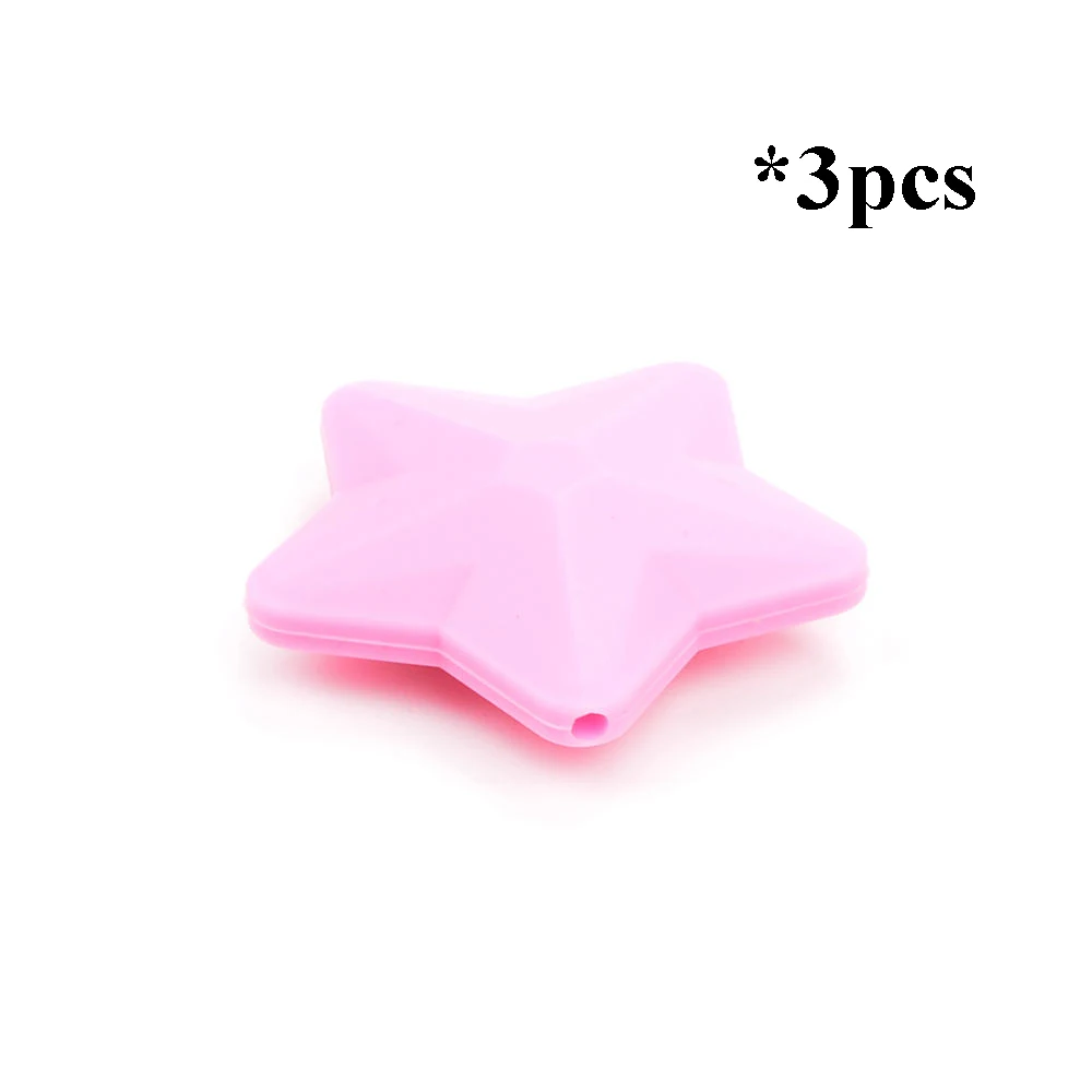 pink LOFCA 3 шт Звезда Силиконовые Бусины Экологичные Прорезыватели для зубов Детские Прорезыватели для зубов пищевого класса бусины ювелирные изделия для соски изготовление ожерелий с подвесками - Цвет: pink