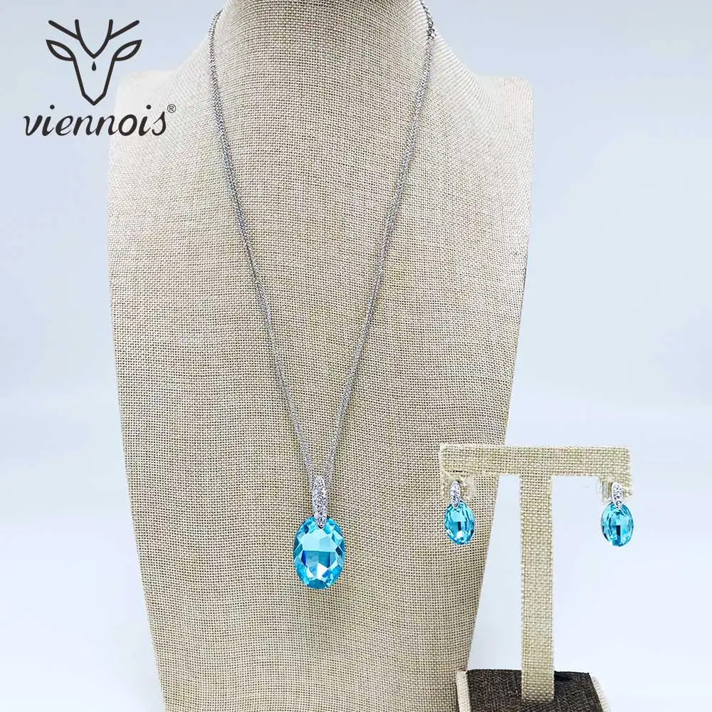 Viennois розовое золото/серебро синий/белый кристалл висячие серьги подвеска
