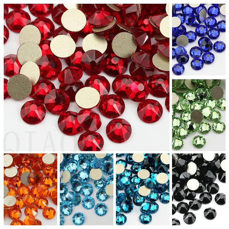 Various Colors SS16 SS20 (16 Cut Faces) Non Hotfix FlatBack Crystal Glass Glue On Rhinestone For Garments