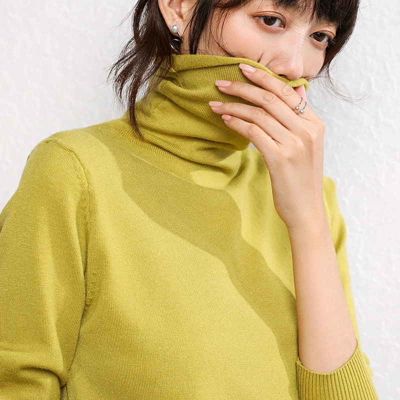 Turtlenck Sweater Top Loose Women Sweaters And Pulloverss White Knit Spring Long Sleeve Tops Pink Yellow Casual In Black Korean | Женская