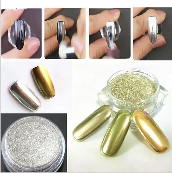 Mirror Glitter Powder for Nails Art Tips Shiny Silver Golden Colour Nail Decorative Toe Flare | Красота и здоровье