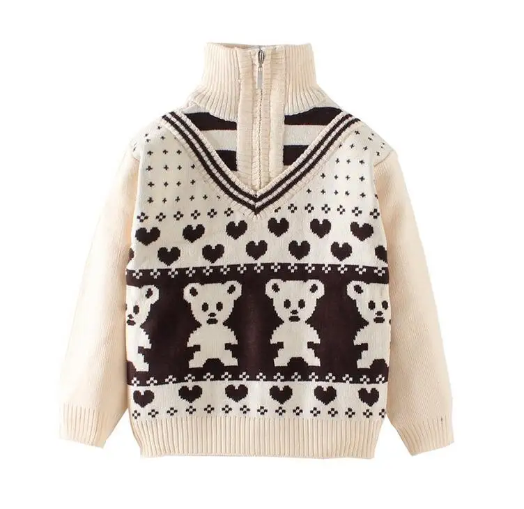 Spring models of child Cubs high collar sweater boy children love dot long-sleeved cartoon | Тематическая одежда и
