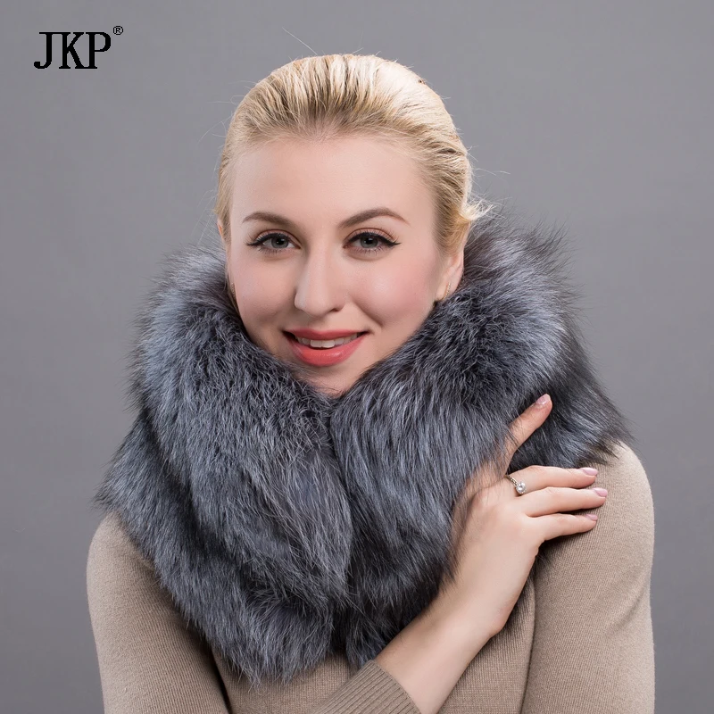 

JKP Women's Real Fur Scarf Natural Winter Fox Fur Collar Warm-Up Warm Russian Fashion Elegant Women's Beautiful Scarf HW-10