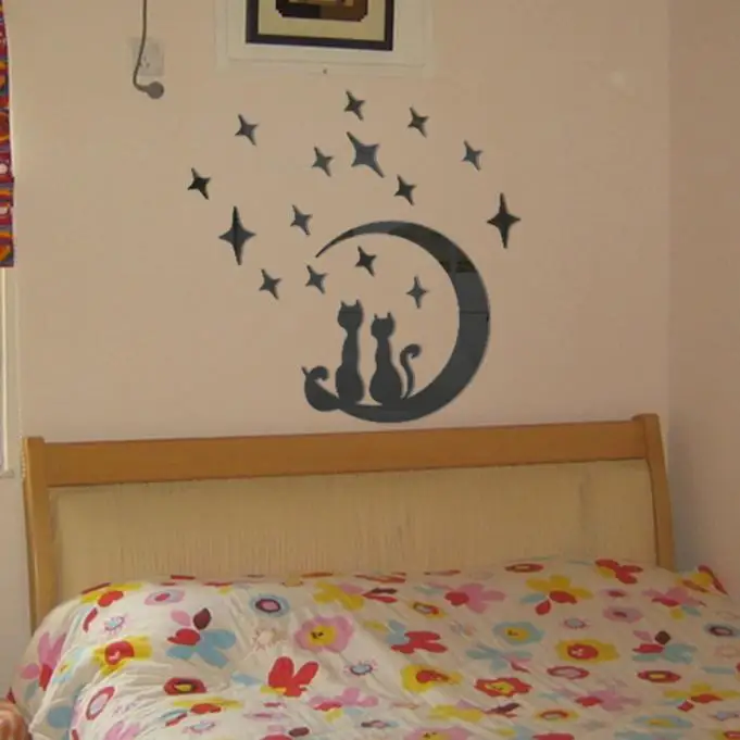 Современные акриловые наклейки на стену сделай сам в виде Луны кота детской