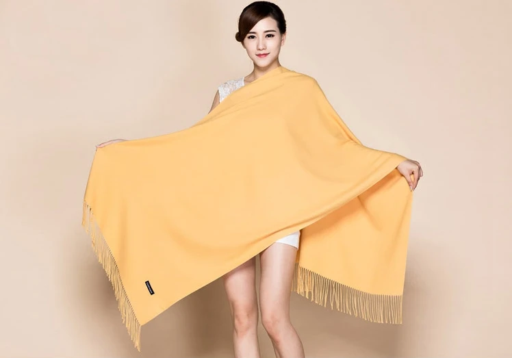 yellow Зимние новые белые мягкие женские новые удлиненные палантин модные тонкие кисточки кашемировые длинные шарфы-шали теплые - Цвет: yellow