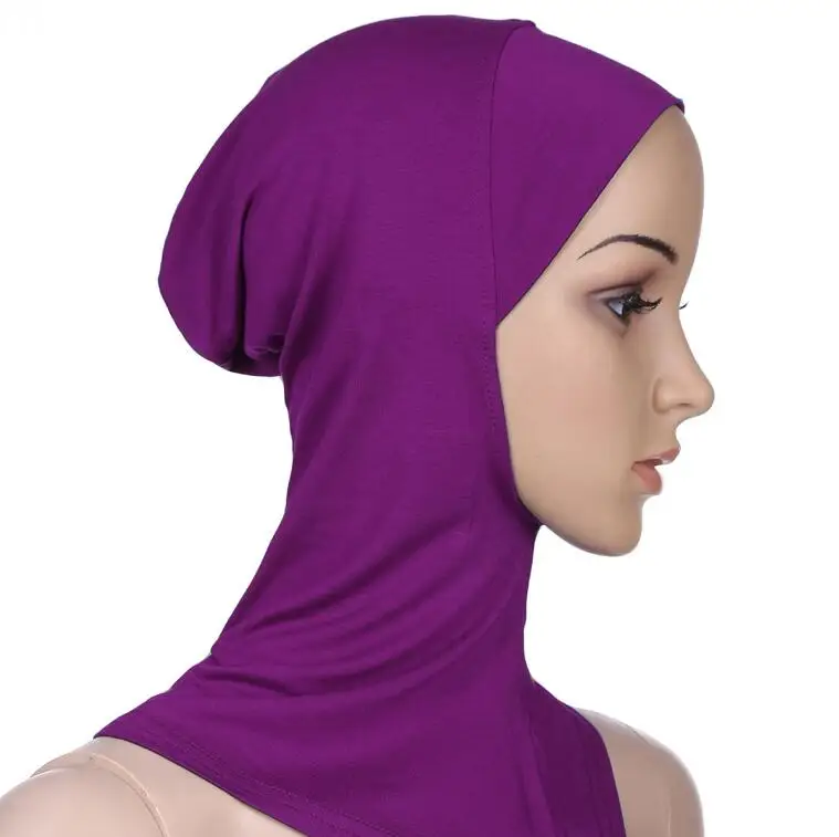purple Multicolor Full Cover Soft Modal Muslim Hijab Shawls Swimming Cap Women's Swimming Suit Islamic Underscarf Bikinis Beachwear Cap - Цвет: purple
