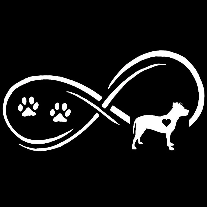 17.7*8.9CM Pitbull Dog Eternity Paw Print Car Stickers Cartoon Vinyl Decal Styling Bumper Accessories Black/Silver S1-0707 | Автомобили и