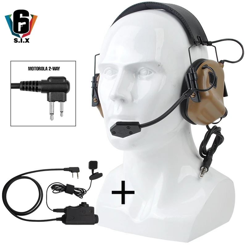 Наушники Earmor Tactical M32 с шумоподавлением и тактические наушники PTT M52 с расширенной линией пальцев и кнопкой - Цвет: M32-CB-M52-M2