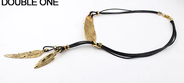 Модная кожаная веревка колье с кисточками и листьями эффектные ювелирные