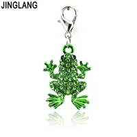 jinglang fashion metal lobster clasp charms dangle rhinestone frog pendants animals charms for jewelry making diy accessories