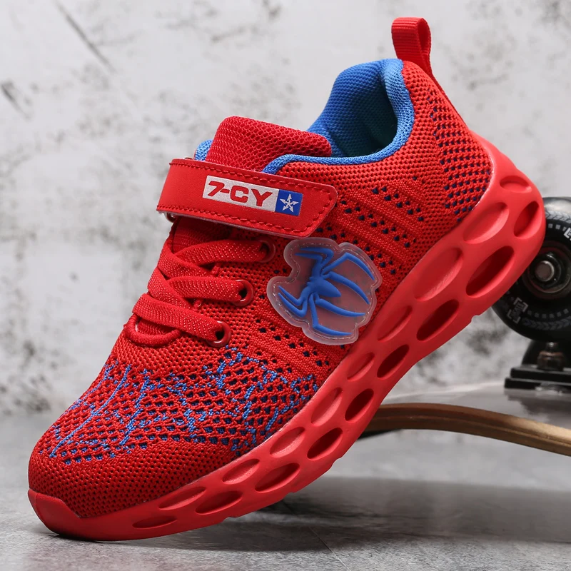 2019 новая обувь для человека-паука с логотипом спортивная детей дышащая детская