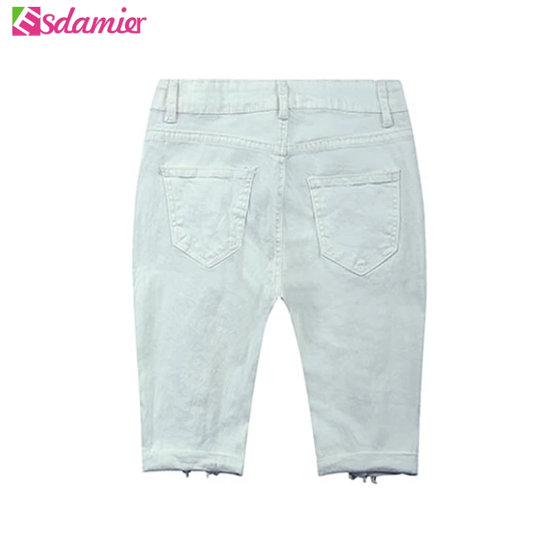 Новое поступление летние белые шорты женские с высокой талией рваные короткие