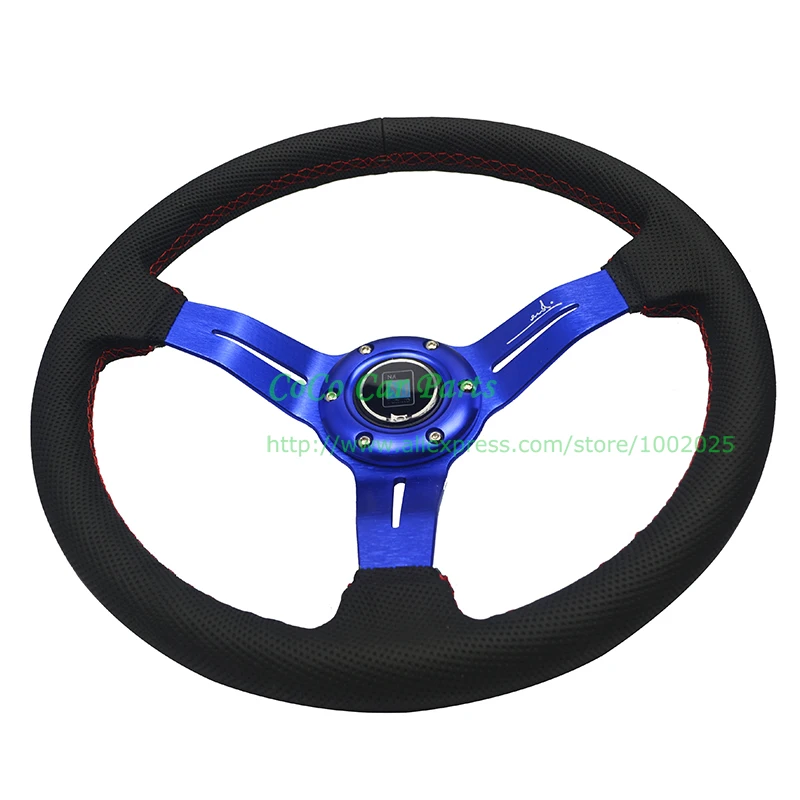 Черный ND Гоночный Руль Натуральной Кожи Спорт Рулевого Колеса Автомобиля |