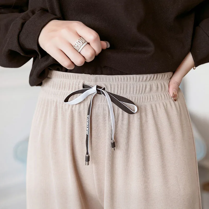 2019 летние женские свободные шаровары для женщин черные розовые серые эластичные