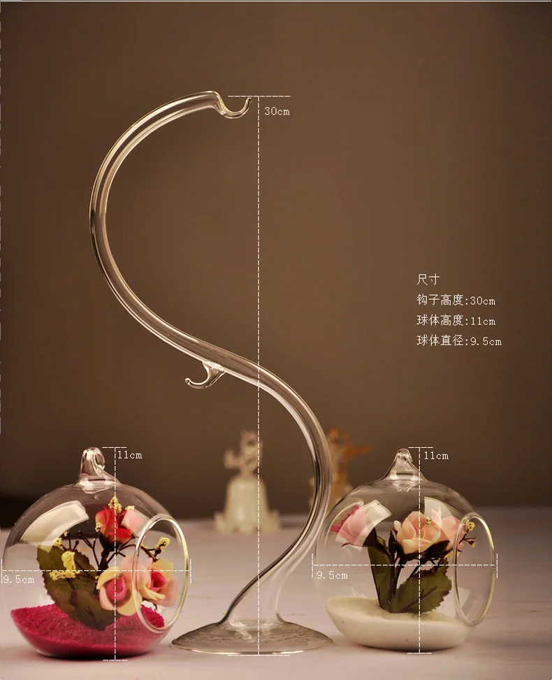 2 набора подвесная ваза для цветов горшок растений двойной шар стеклянная