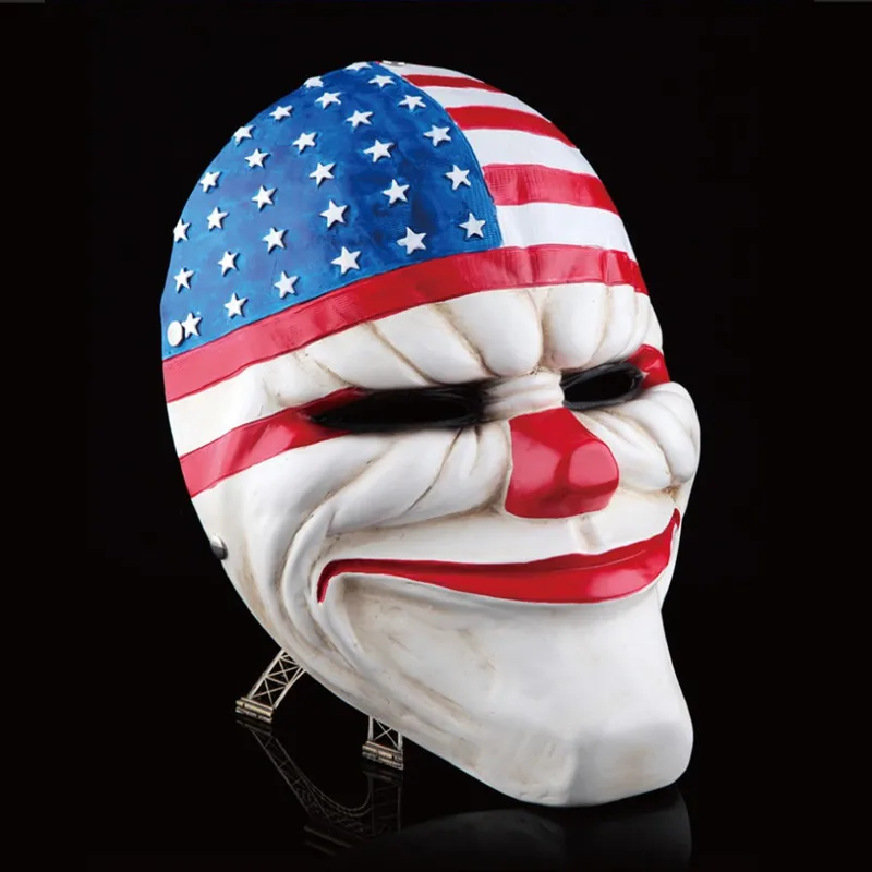 

Payday 2 Mask Resin The Heist Dallas/Wolf/Chains/Hoxton cosplay halloween horror clown masquerade cosplay Carnaval Costume men