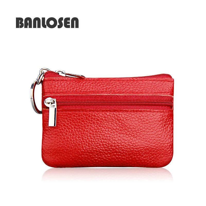 Портмоне из натуральной кожи Женский мини кошелек для монет на молнии сумка