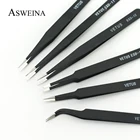 Антистатические изогнутые прямые черные пинцеты для ресниц акриловый гель для ногтевого дизайна инструмент стразы драгоценные камни декор