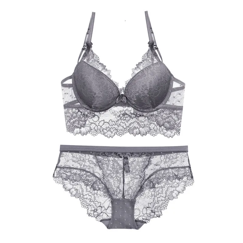 Комплект женского нижнего белья кружевной бюстгальтер пуш ап с регулируемым