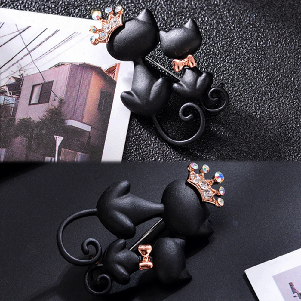 Модные женские туфли брошь элегантный двойной кошка для вставки страз шарфа