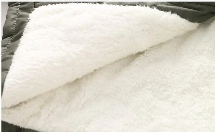 

Girls cotton clothing 2018 winter fashion army green plus velvet thickening large fur collar waist coat