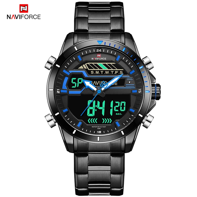 Мужская Мода Спортивные часы NAVIFORCE Роскошные Лидирующий бренд Водонепроницаемый