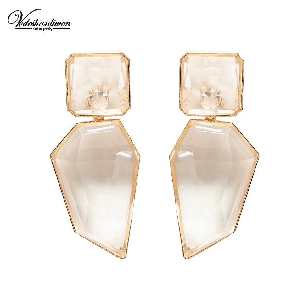 Vodeshanliwen Fashion Brand Transparent Geometric Crystal Big Earrings For Women New za Statement Dangle Accessories | Украшения и