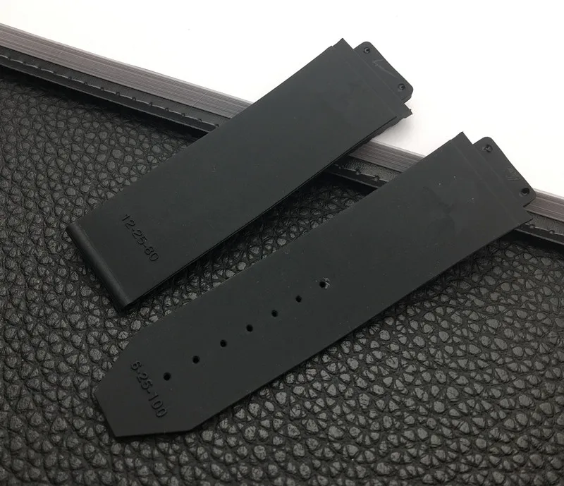 Ремешок силиконовый для наручных часов резиновый черный браслет мужчин с