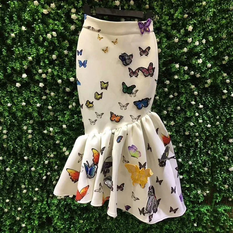VGH Летняя женская юбка облегающая Высокая талия с животным принтом бабочка