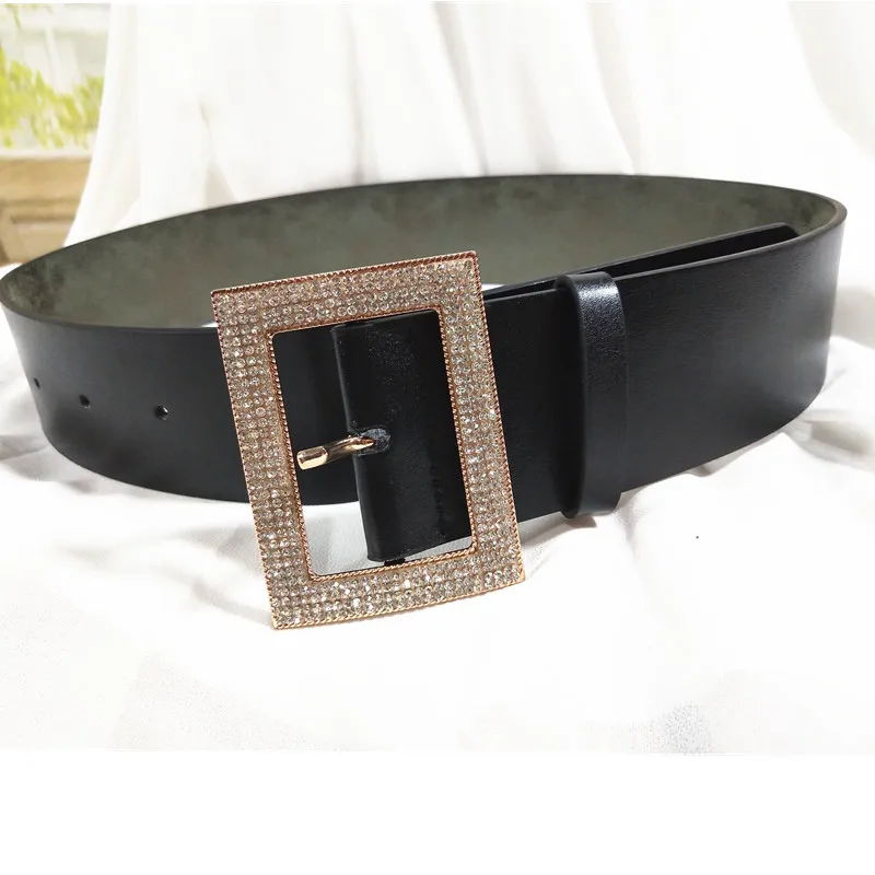 Модные прозрачные кожаные ремни для женщин металлические стразы кристалл пряжка