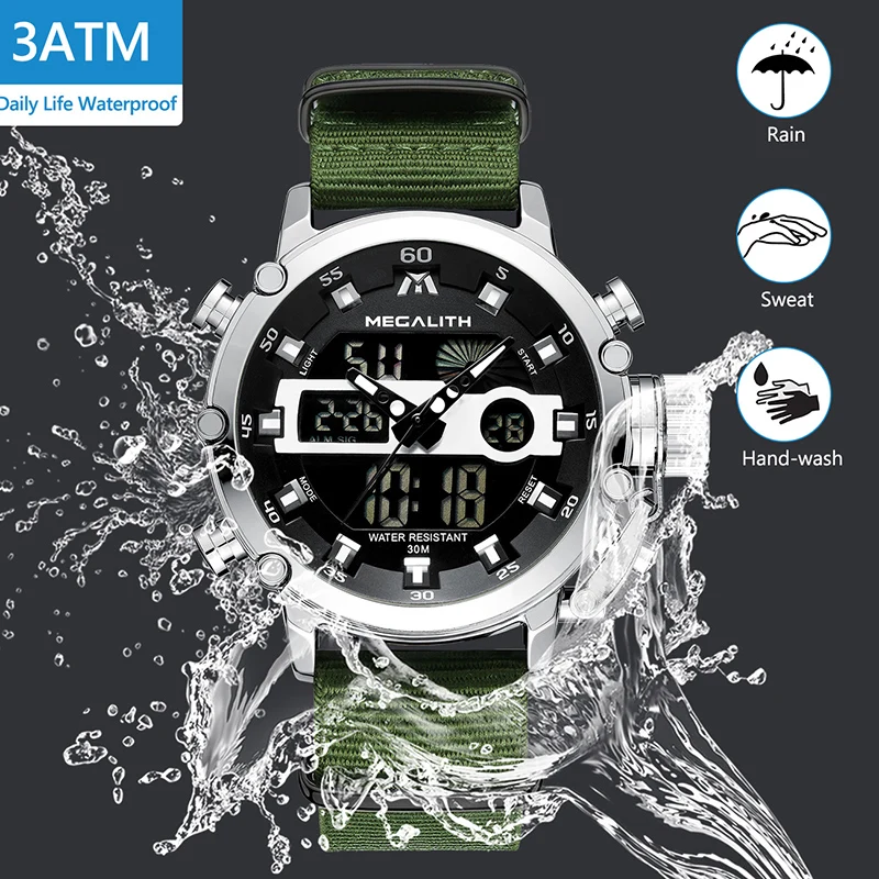 Часы наручные MEGALITH Мужские кварцевые Брендовые повседневные светящиеся