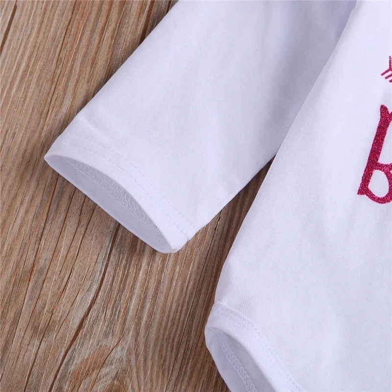 Newborn Baby Girl Mama Is My Bestie Cute Letter Printed Ruffle Long Sleeve Romper Floral Pants with Waist Bowknot Outfits | Детская