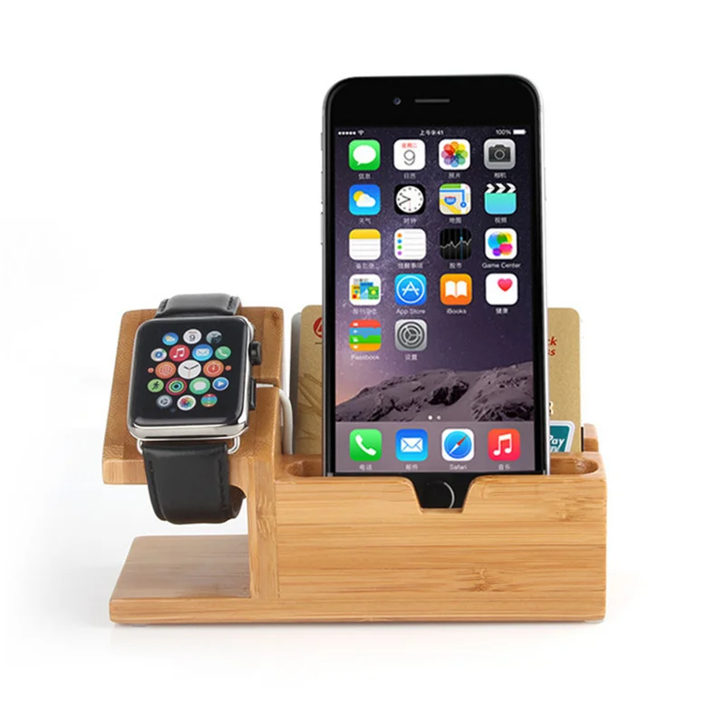 Деревянная подставка для телефона iWatch держатель 3 USB порт зарядная док станция