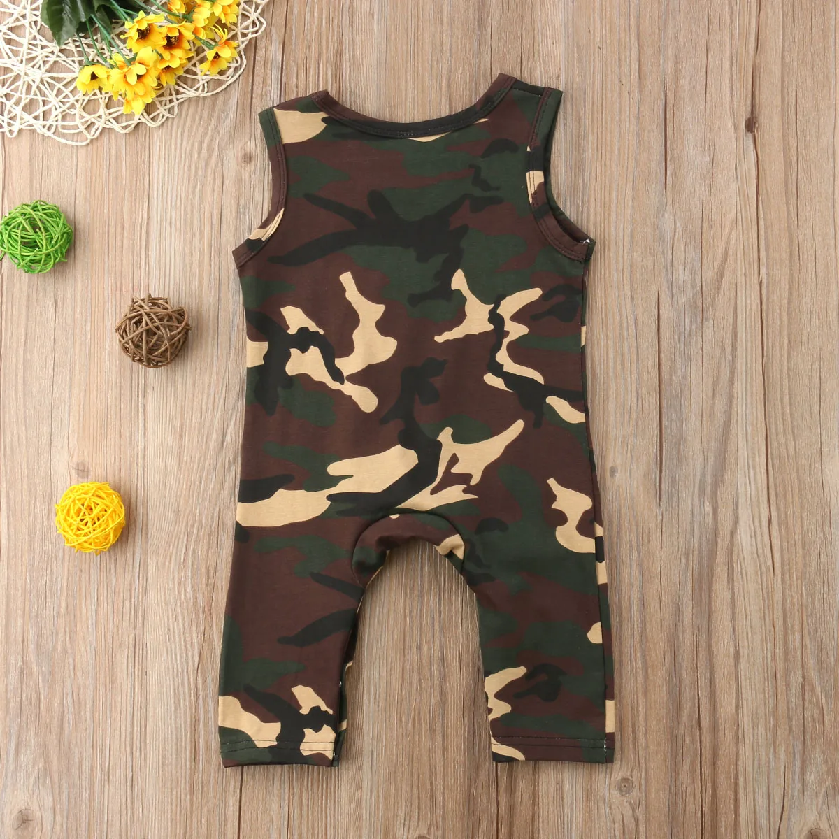 Newborn Kid Baby Boy Infant Camo Sleeveless Romper Jumpsuit Clothes Outfit |