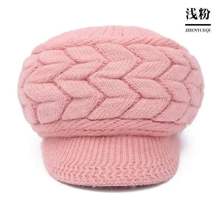 Женский вязаный шерстяной берет винтажная вязаная шерстяная шапка на плоской