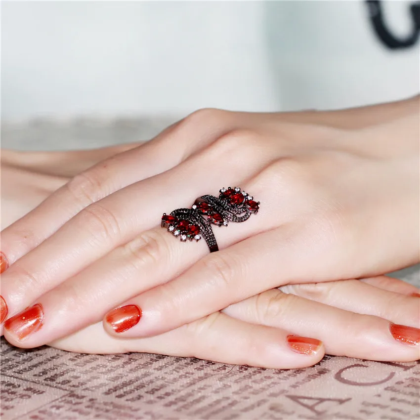 Женские обручальные кольца с красным камнем со стразами ювелирное изделие в