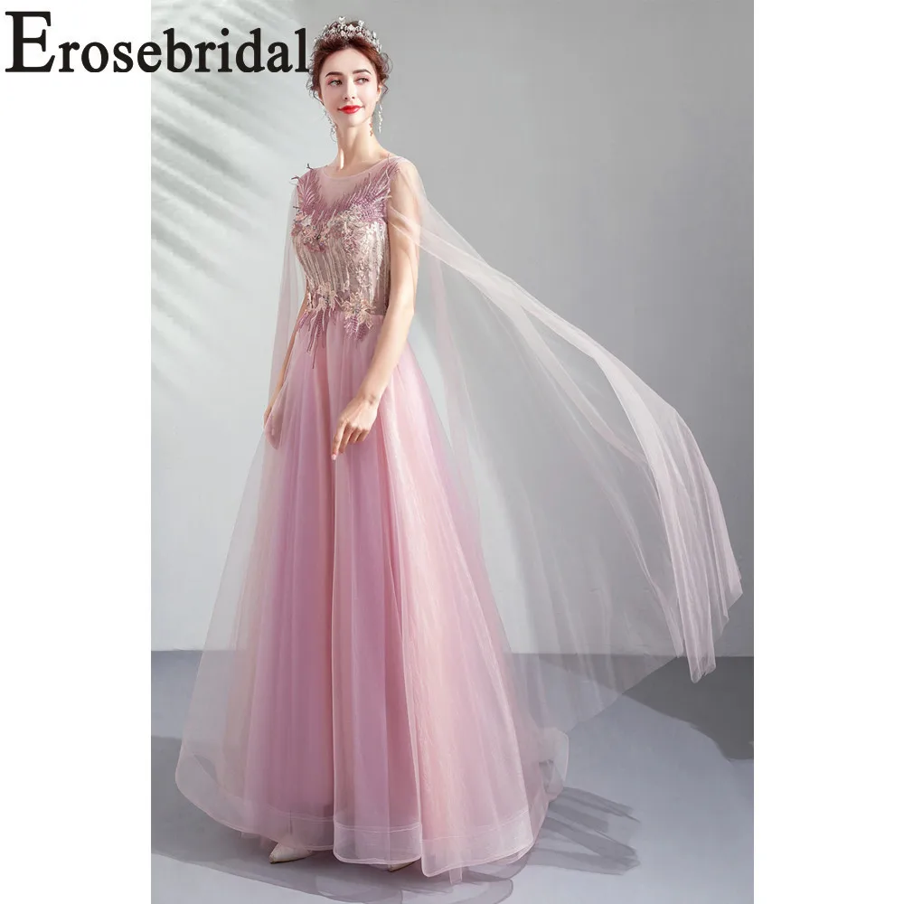 Женское вечернее платье без рукавов Erosebridal длинное кружевное трапециевидной