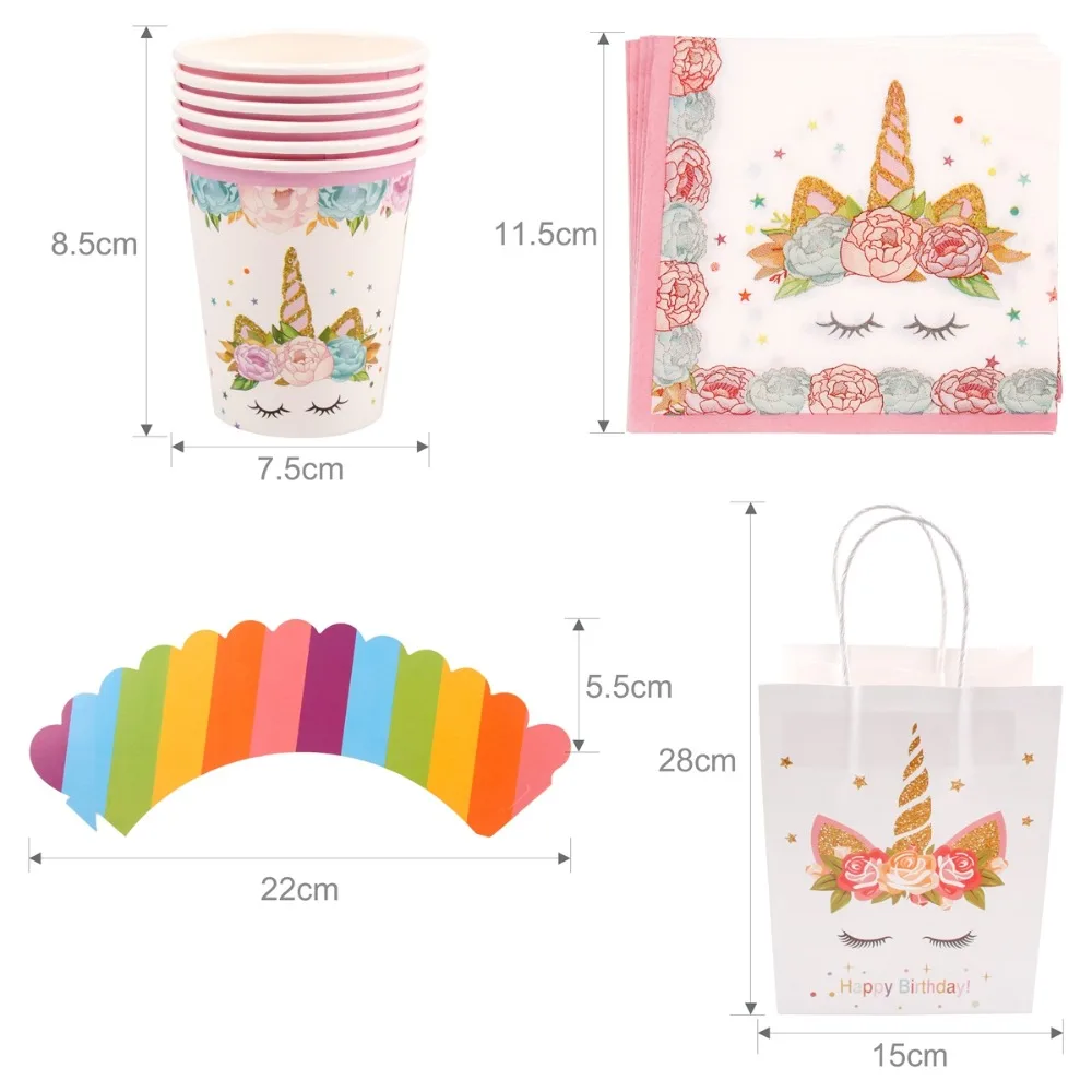 Футляр для единорога бумажный мультяшный мешок вечеринки в стиле Babyshower вечерние